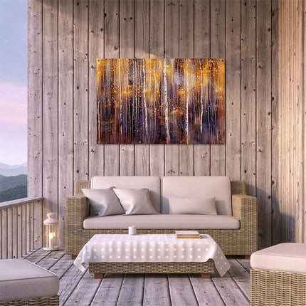 Tuinposter buiten terras Kunstwerk van Berkenbomen in een Bos