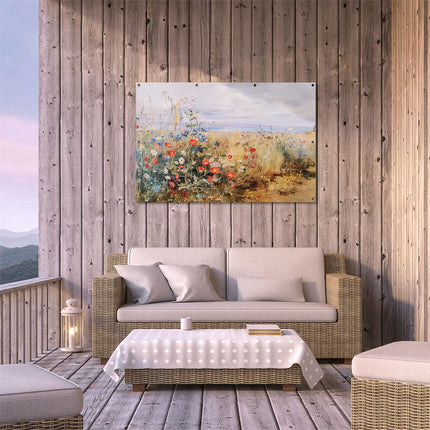 Tuinposter buiten terras Kunstwerk van een Veld met Wilde Bloemen