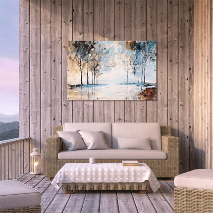Tuinposter buiten terras Kunstwerk van Bomen in het Water