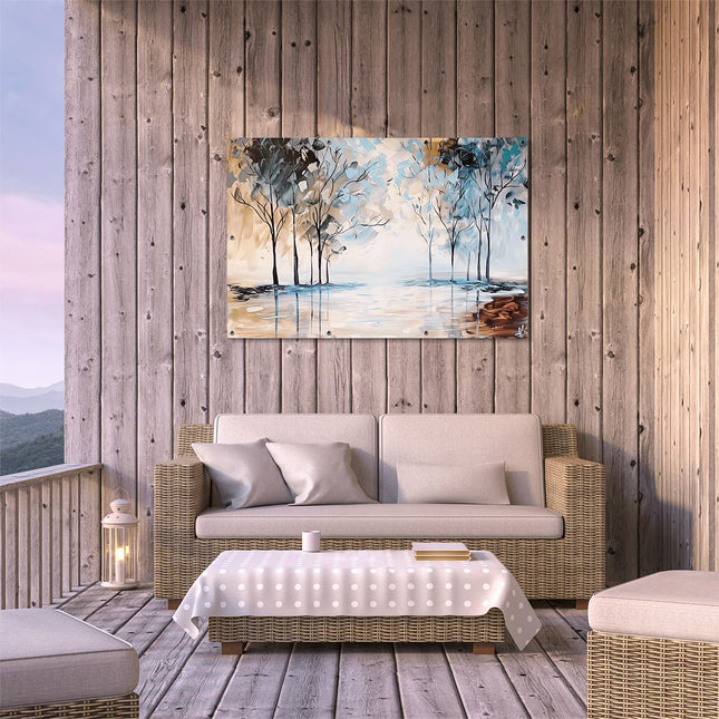 Tuinposter buiten terras Kunstwerk van Bomen in het Water