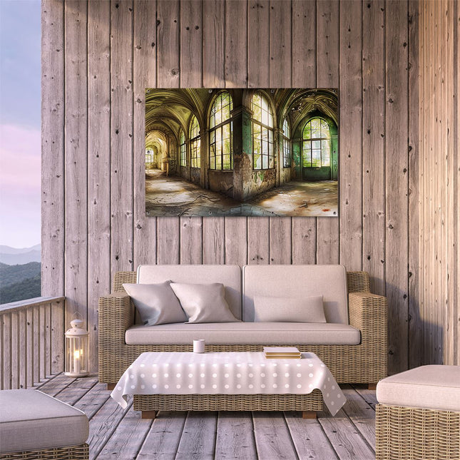 Tuinposter buiten terras Verlaten Kamer met Ramen