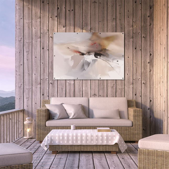 Tuinposter buiten terras Abstract Kunstwerk in Grijs en Wit