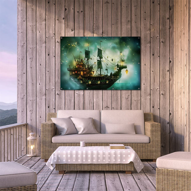 Tuinposter buiten terras Piratenschip in de Oceaan