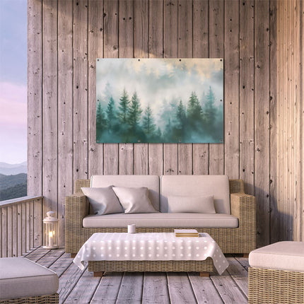 Tuinposter buiten terras Kunstwerk van een Mistig Bos