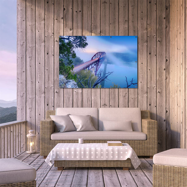 Tuinposter buiten terras Brug over een Rivier in Texas