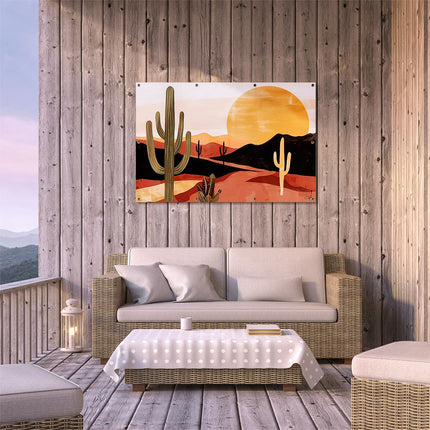 Tuinposter buiten terras Saguaro-Cactus in de Woestijn