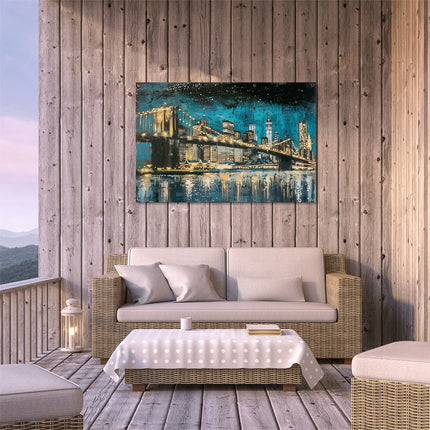Tuinposter buiten terras Brooklyn Bridge 's Nachts