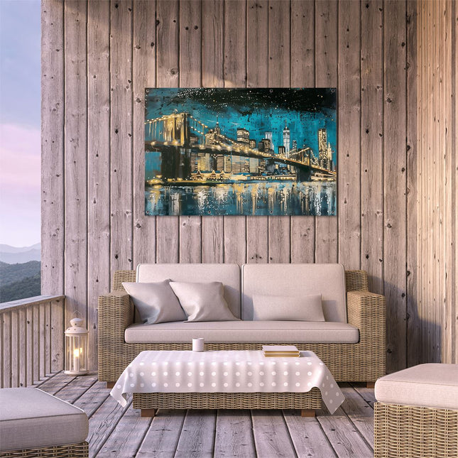 Tuinposter buiten terras Brooklyn Bridge 's Nachts