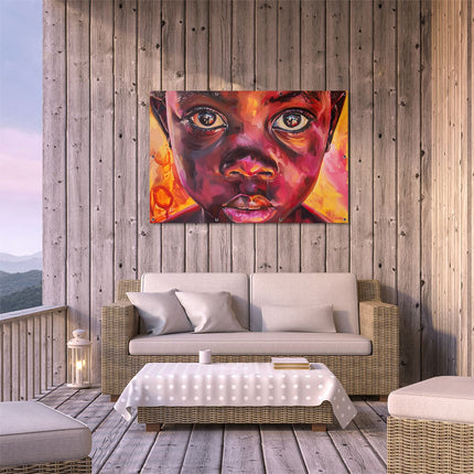 Tuinposter buiten terras Kunstwerk van het Gezicht van een Kind