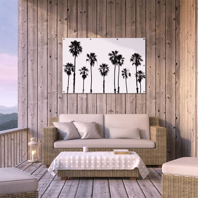 Tuinposter buiten terras Zwart Wit Beeld van Palmbomen
