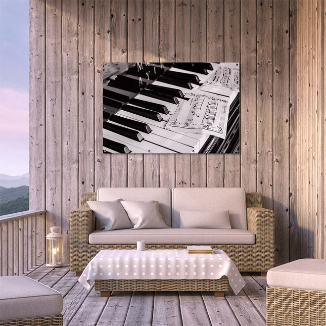 Tuinposter buiten terras Zwart Witfoto van een Piano