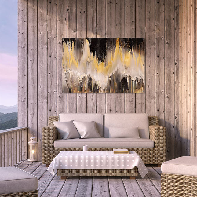 Tuinposter buiten terras Zwart en Goud Abstract Kunstwerk