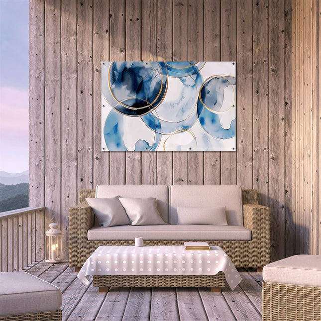 Tuinposter buiten terras Blauwe en Gouden Cirkels