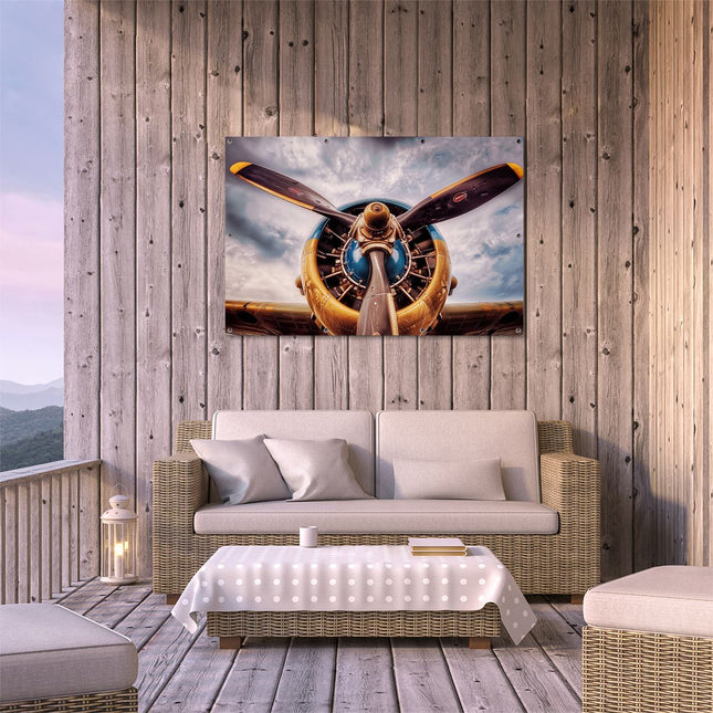Tuinposter buiten terras Propeller in een Vliegtuig