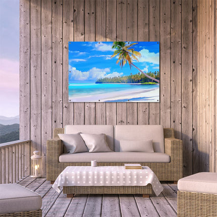 Tuinposter buiten terras Kunstwerk van een Strand met Palmbomen