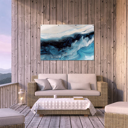 Tuinposter buiten terras Blauw en Wit Kunstwerk
