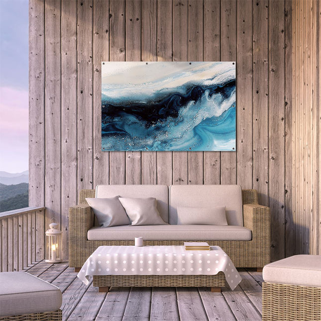 Tuinposter buiten terras Blauw en Wit Kunstwerk
