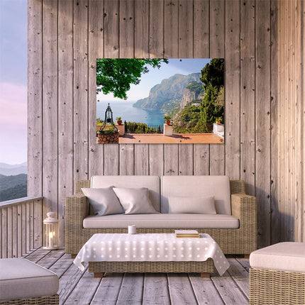 Tuinposter buiten terras Uitzicht op Zee