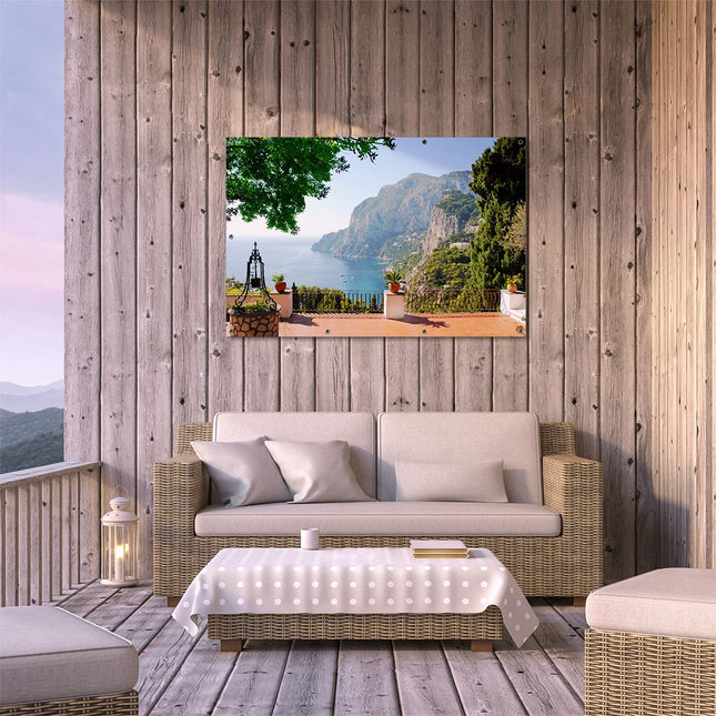 Tuinposter buiten terras Uitzicht op Zee