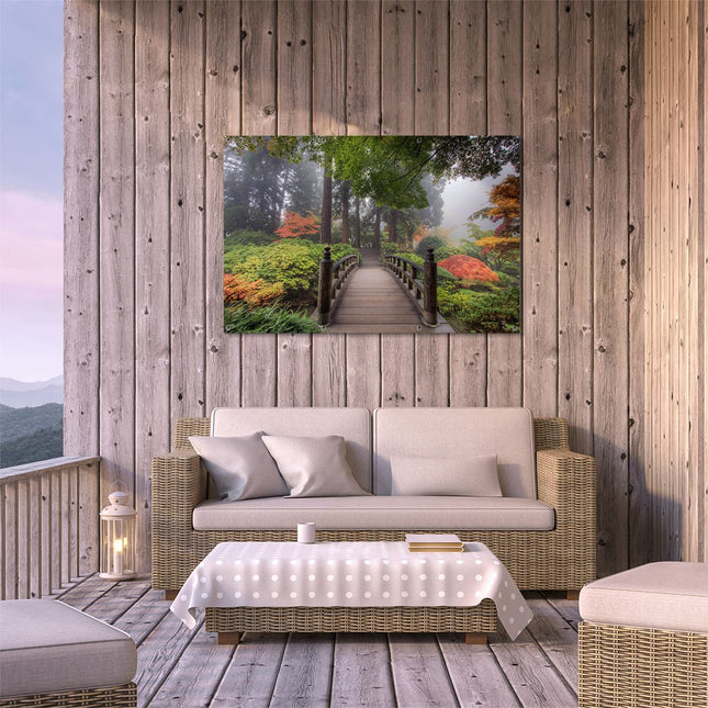 Tuinposter buiten terras Japanse brug