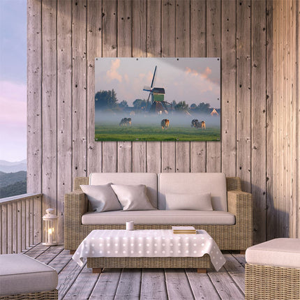 Tuinposter buiten terras Landschap met Koeien