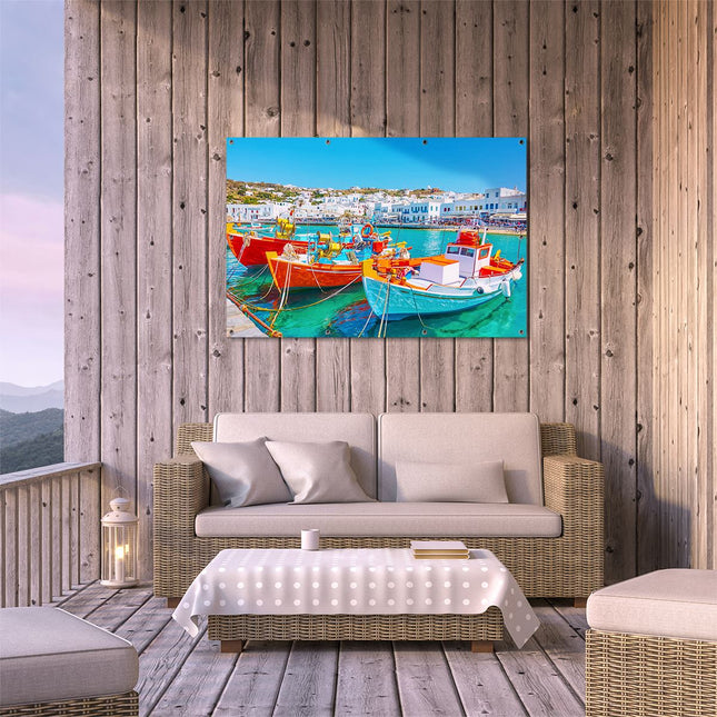 Tuinposter buiten terras Mykonos Islang
