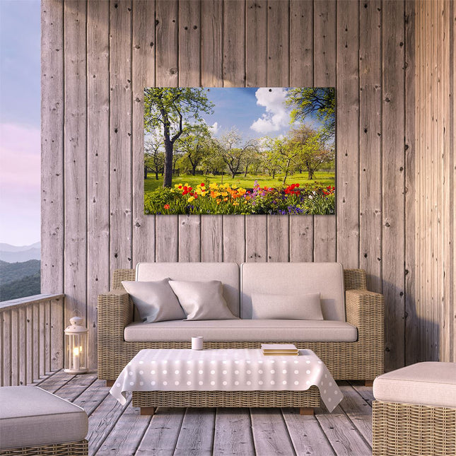Tuinposter buiten terras Boomgaard in Bloei