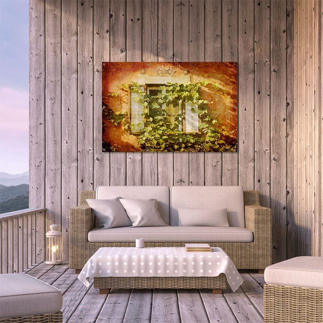 Tuinposter buiten terras Raam met Luiken