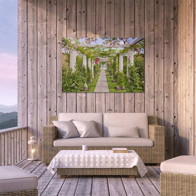 Tuinposter buiten terras Tunnel Roze Bloemen