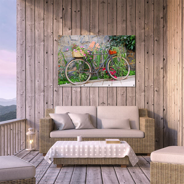 Tuinposter buiten terras Fiets met Manden