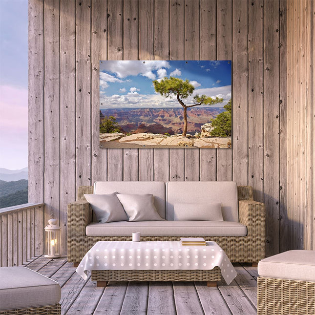 Tuinposter buiten terras Grand Canyon met Boom