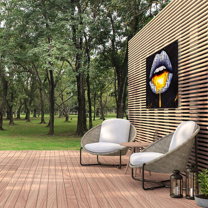 Tuinposter buiten Dollar Lippen Met Goud