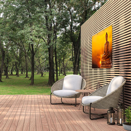 Tuinposter buiten Boeddha Standbeeld Bij Zonsondergang