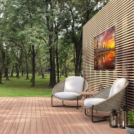 Tuinposter buiten Boeddha Beelden Tijdens Zonsondergang