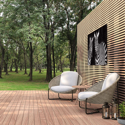 Tuinposter buiten Twee Zebra's - Zwart Wit