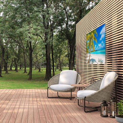 Tuinposter buiten Strand met Palmbomen