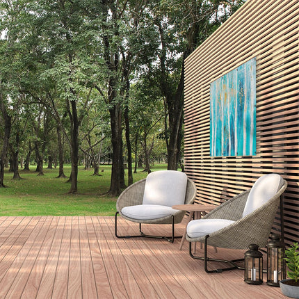 Tuinposter buiten Kunstwerk van Berkenbomen in Blauw en Goud