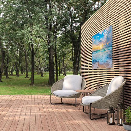 Tuinposter buiten De Zon gaat onder boven de Oceaan