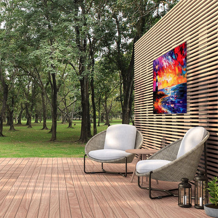 Tuinposter buiten Kunstwerk van een Vuurtoren bij Zonsondergang