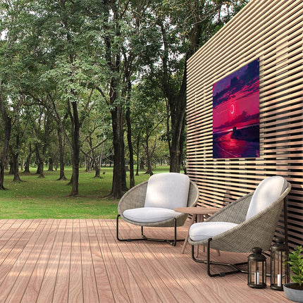 Tuinposter buiten De Zon gaat onder over een Weg