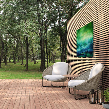 Tuinposter buiten Groene en Blauwe Oceaan met Golven