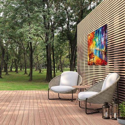 Tuinposter buiten Kunstwerk van een Bankje in een Park