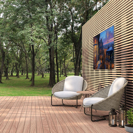 Tuinposter buiten Balkon met Uitzicht op de Eiffeltoren