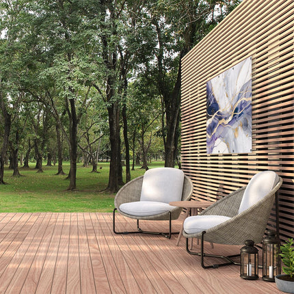 Tuinposter buiten Abstract Kunstwerk met Gouden en Blauwe Lijnen