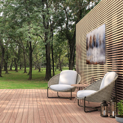 Tuinposter buiten Kunstwerk van Bomen in de Mist
