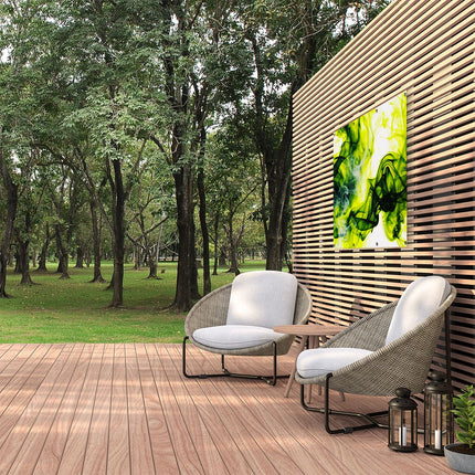 Tuinposter buiten Groene en Zwarte Rook op een Witte Achtergrond