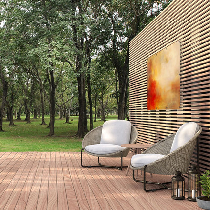 Tuinposter buiten Abstract Kunstwerk met Rode, Gele en Oranje Kleuren