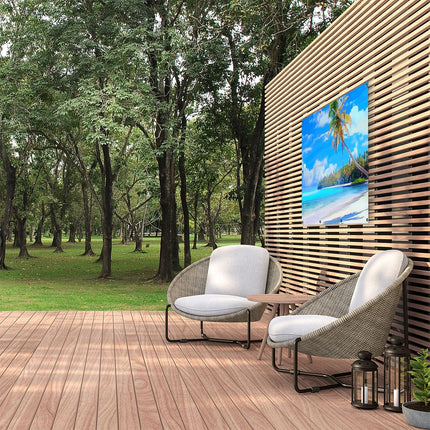 Tuinposter buiten Kunstwerk van een Strand met Palmbomen