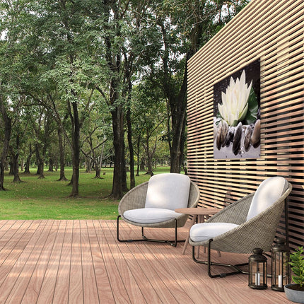 Tuinposter buiten Lotusbloem Wit met Stenen