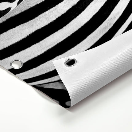 Tuinposter detail Twee Zebra's - Zwart Wit